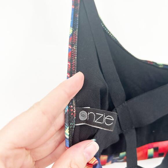 ONZIE‎ Womens Boho Printed Wide Elastic Hot Yoga Athletic Sports Bra Size M/L - Picture 5 of 7